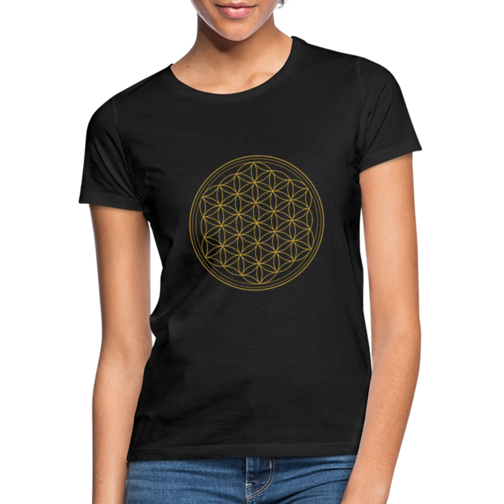 Blume des Lebens "Flower of Life" - Frauen T-Shirt - Schwarz