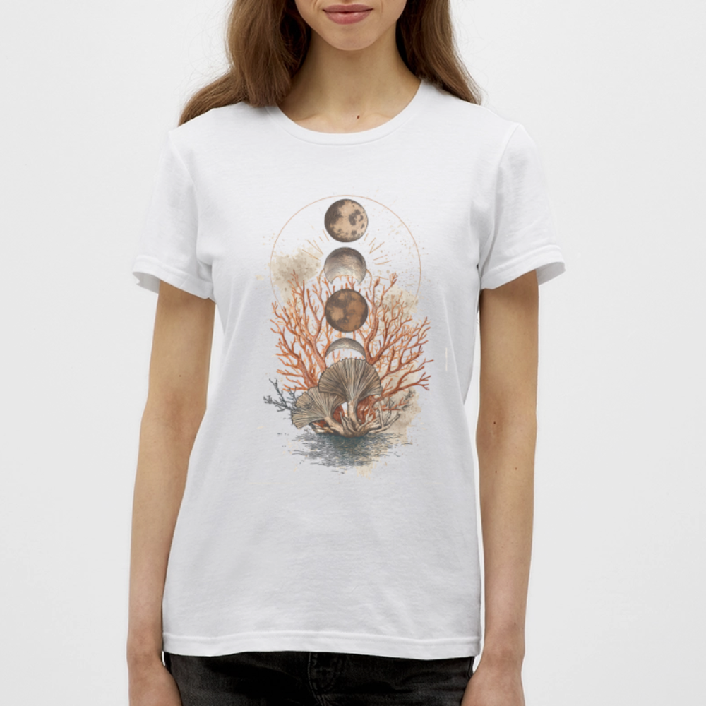 Coral Moons – Die Kraft der Gezeiten auf Stoff - Frauen T-Shirt - Weiß