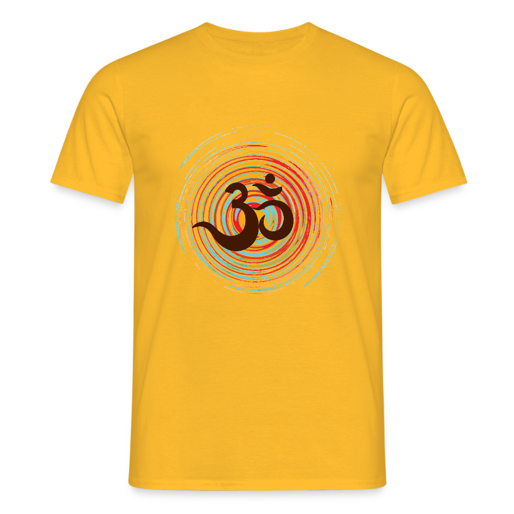 Om auf bunten Kreisen, Prana Zen Design - Männer T-Shirt - Gelb