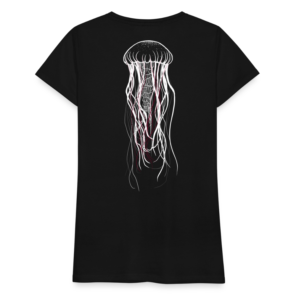 Qualle mit roten Fäden - Frauen Premium T-Shirt - Schwarz