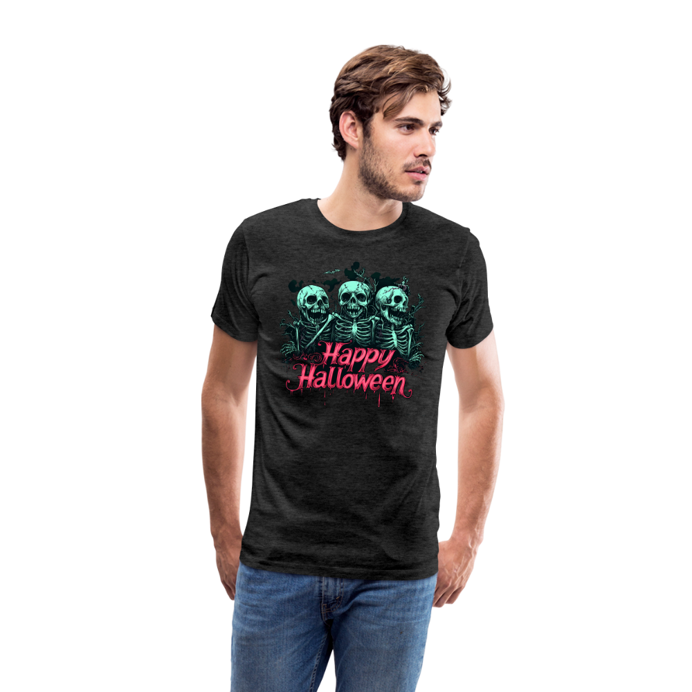 Gruselige Skelette, pink "Happy Halloween" - Männer Premium T-Shirt - Anthrazit