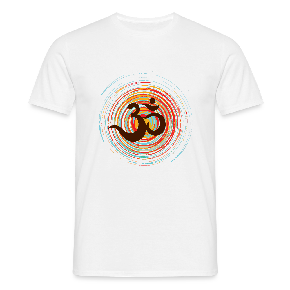 Om auf bunten Kreisen, Prana Zen Design - Männer T-Shirt - Weiß