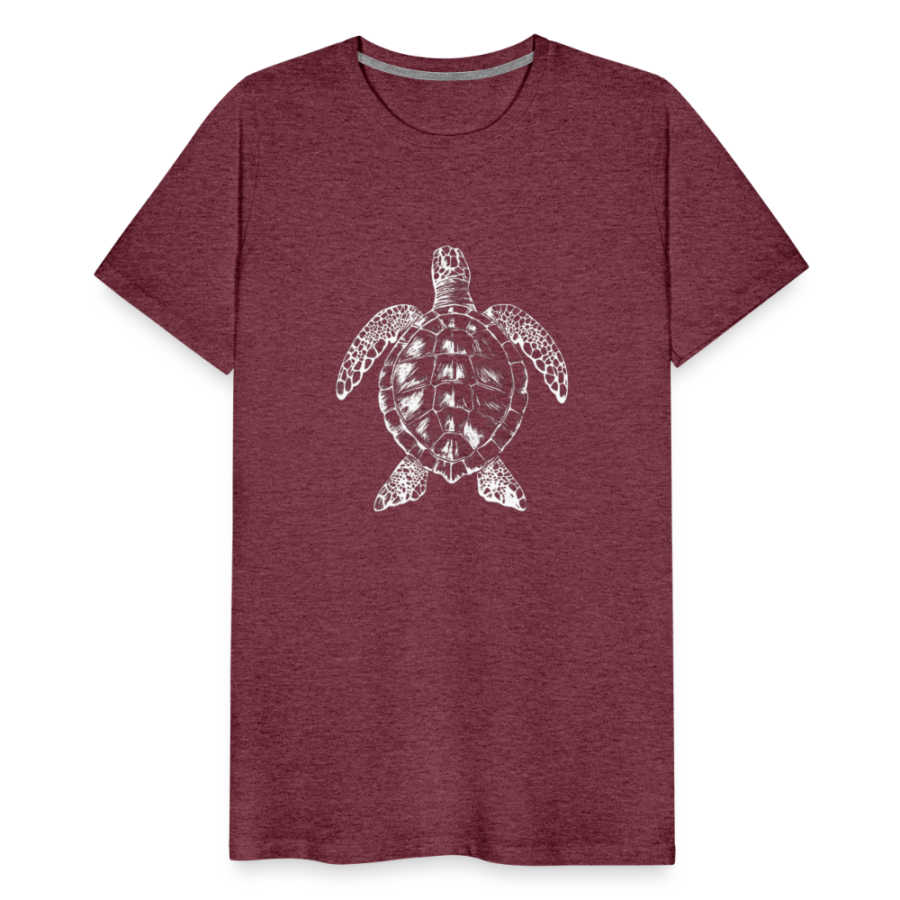 Meeresschildkröte - Monochrom - Männer Premium T-Shirt - Bordeauxrot meliert