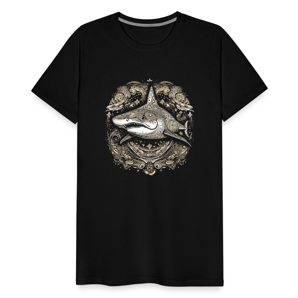 Cooler Hai mit Boho/Tribal Mustern - Männer Premium T-Shirts - Schwarz