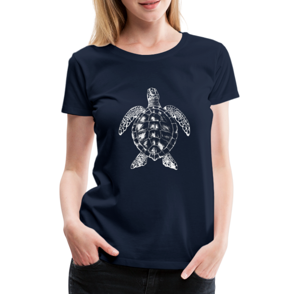 Meeresschildkröte - Monochrom - Frauen Premium T-Shirt - Navy
