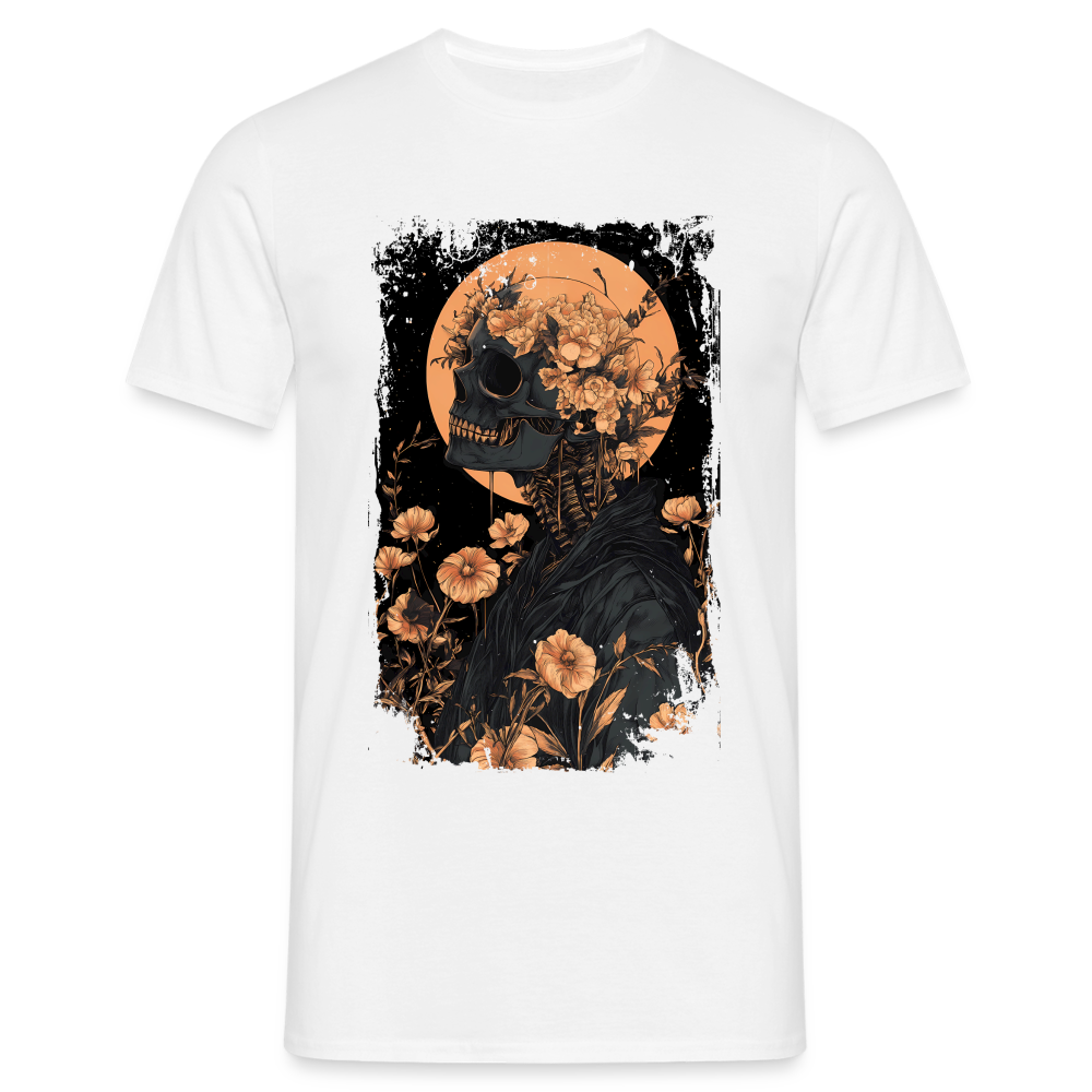 Boho Hippie Skelett im 60er, 70er Jahre Look - Männer T-Shirt - Weiß