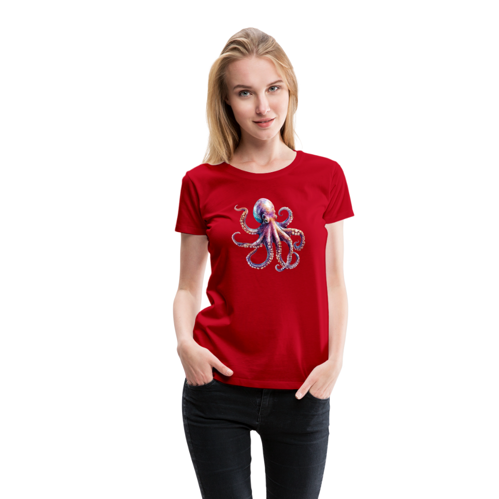 Cooles Wasserfarben Aquarell Oktopus Design - Frauen Premium T-Shirts - Rot
