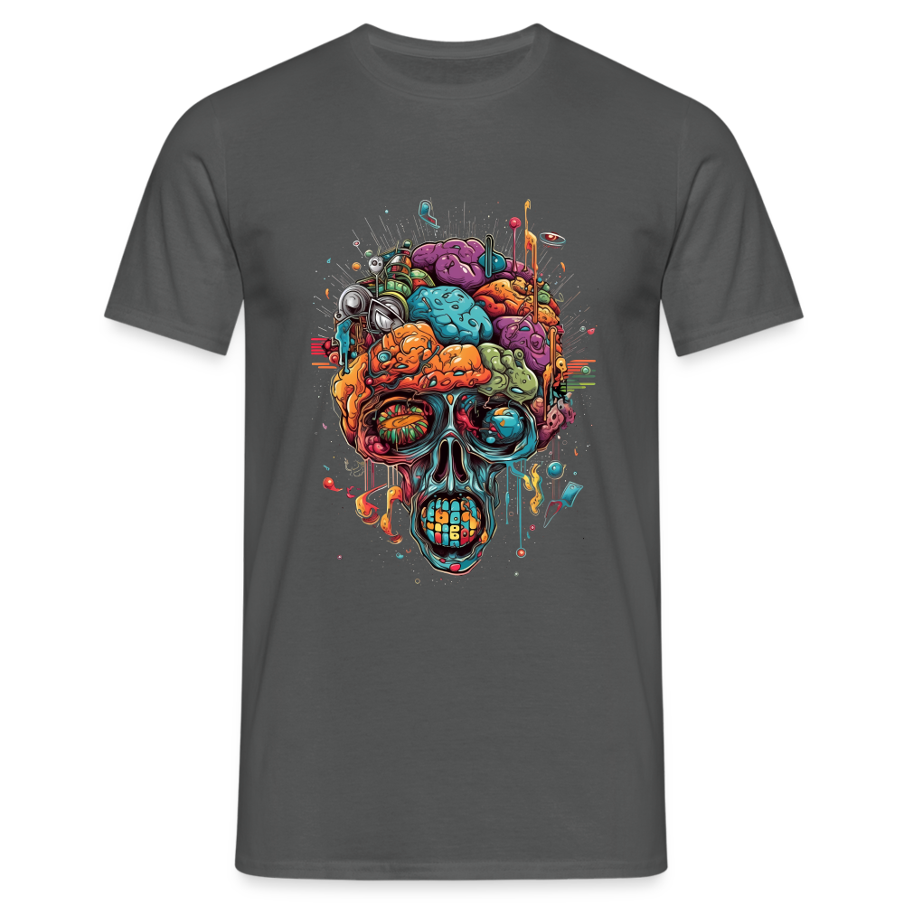 Surrealistischer, psychedelischer Totenkopf - Männer T-Shirt - Anthrazit
