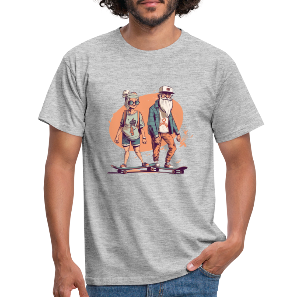 Cooles älteres Pärchen als Skater Hipster - Männer T-Shirt - Grau meliert