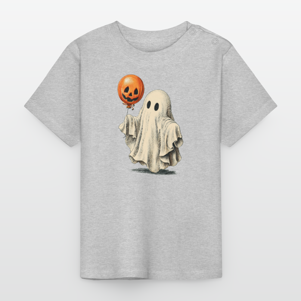 Süßer Halloween-Geist - Baby Bio-T-Shirt mit Rundhals - Grau meliert