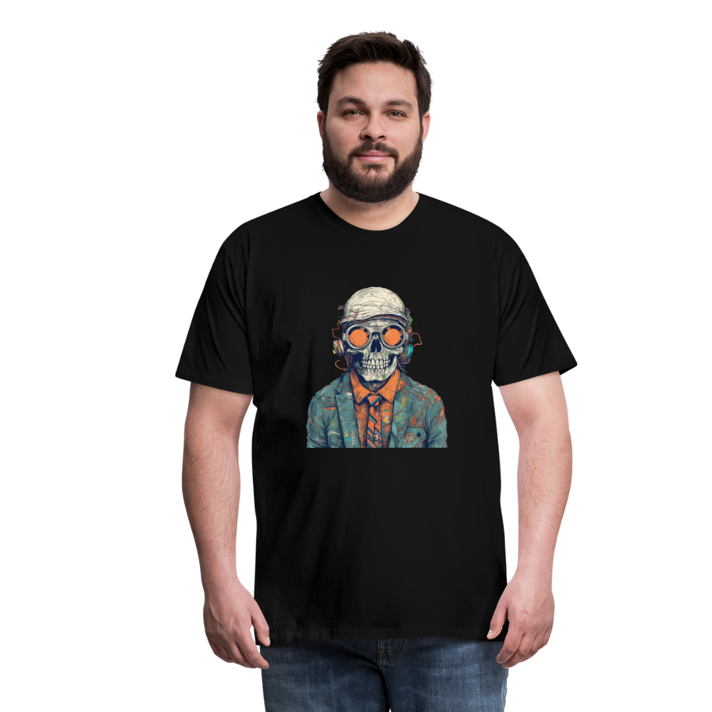 Cooles Skelett Portrait mit Sonnenbrille, Mütze - Männer Premium T-Shirt - Schwarz