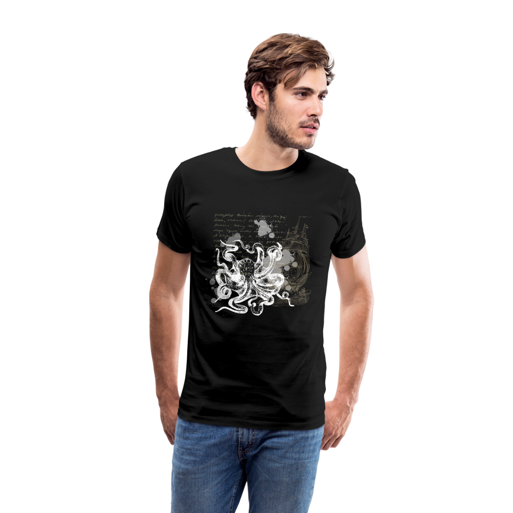 Vintage Steampunk Oktopus Motiv - Männer Premium T-Shirts - Schwarz