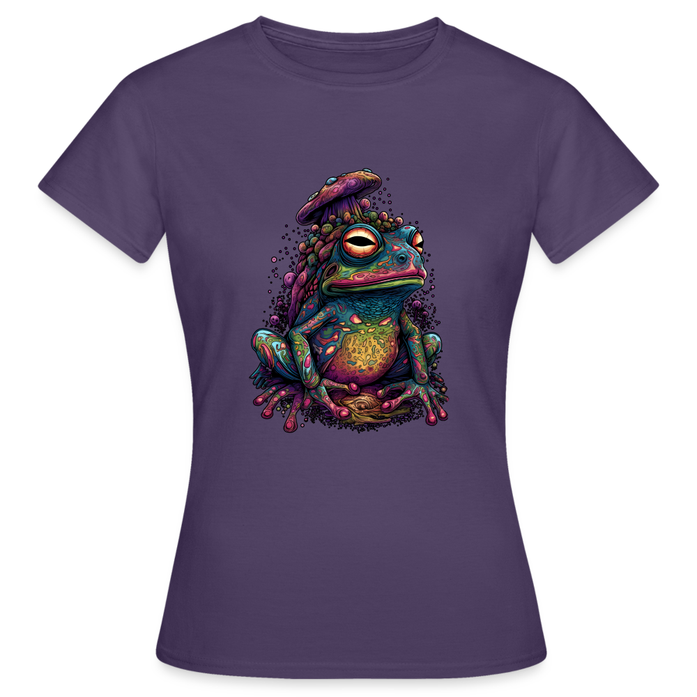 Trippy Pilz Frosch - Psychedelisches Motiv - Frauen T-Shirt - Dunkellila