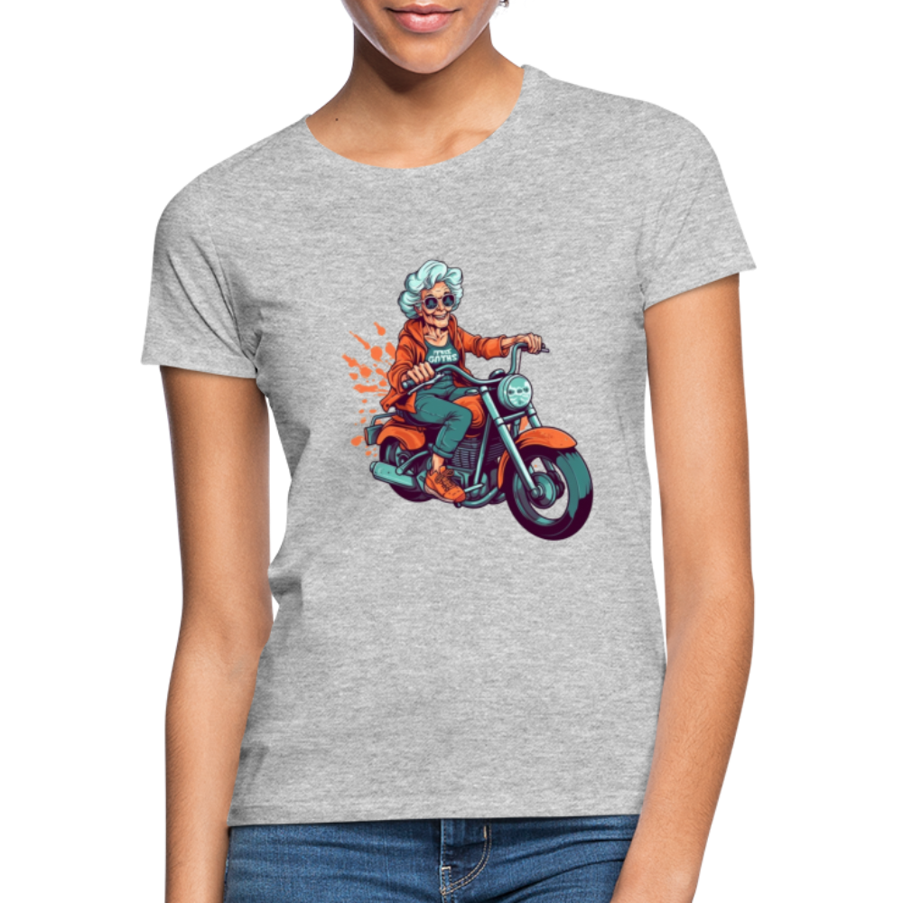 Coole alte Biker Oma - Motorrad Omi - Frauen T-Shirt - Grau meliert