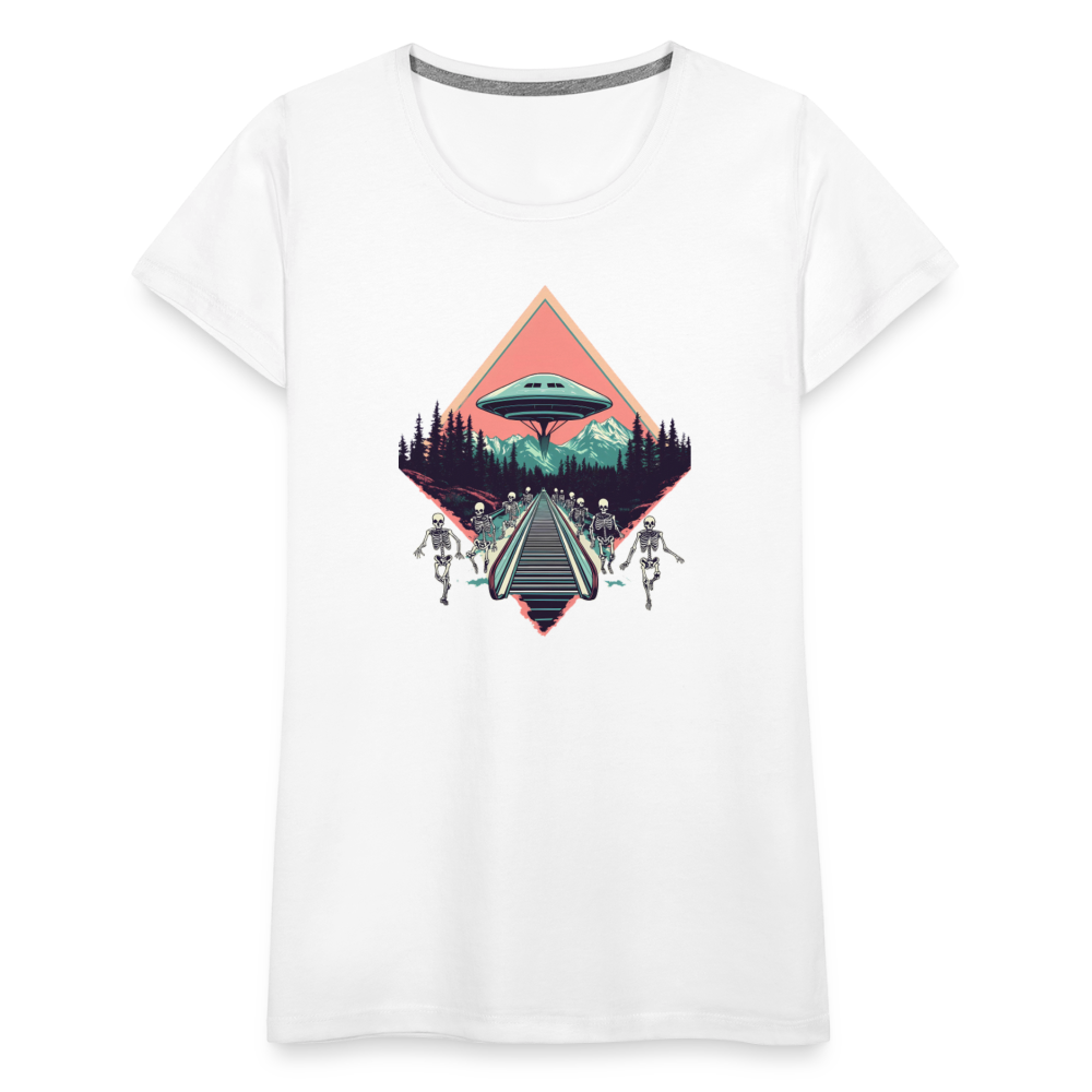 Retro UFO 80er Jahre Motiv - Frauen Premium T-Shirt - Weiß