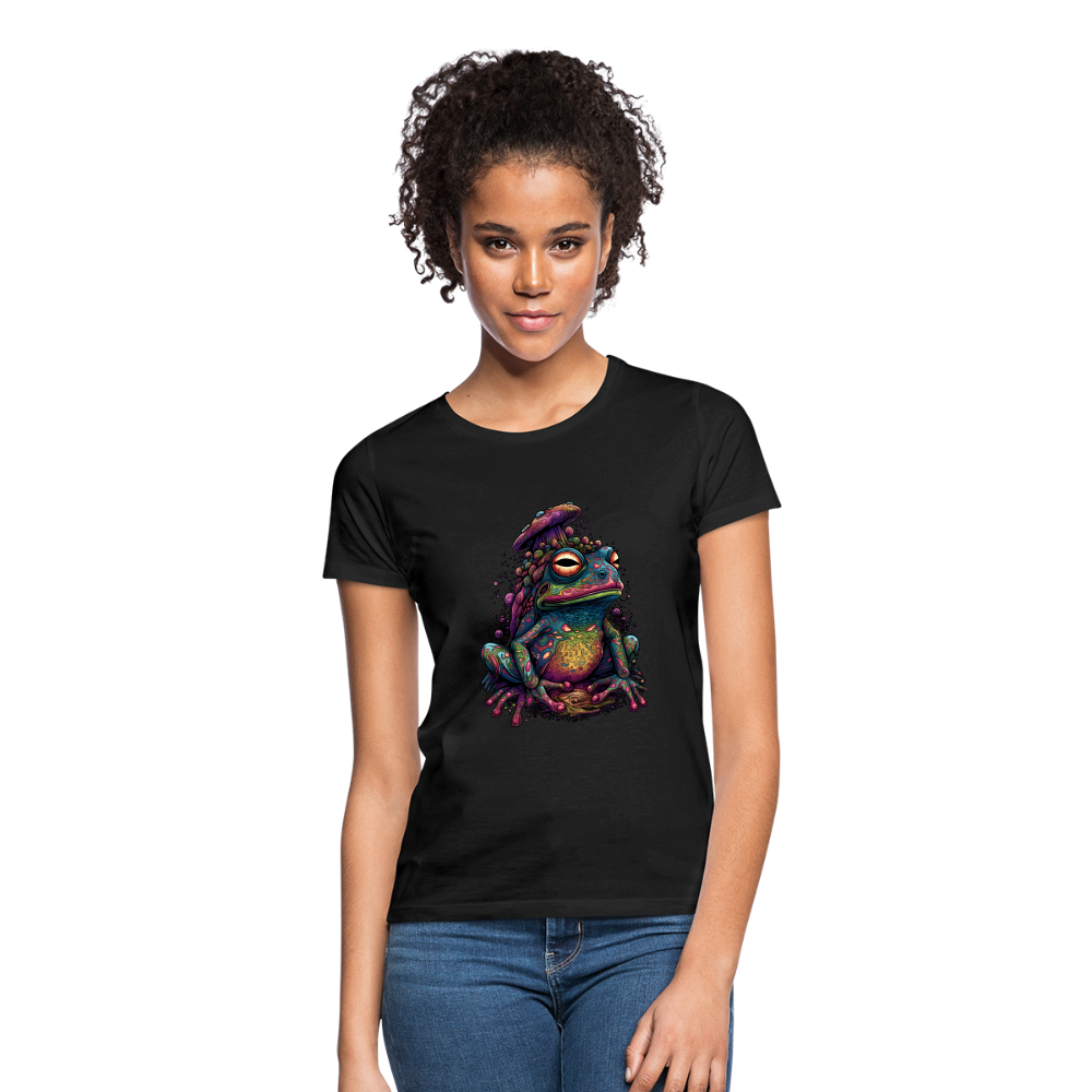 Trippy Pilz Frosch - Psychedelisches Motiv - Frauen T-Shirt - Schwarz
