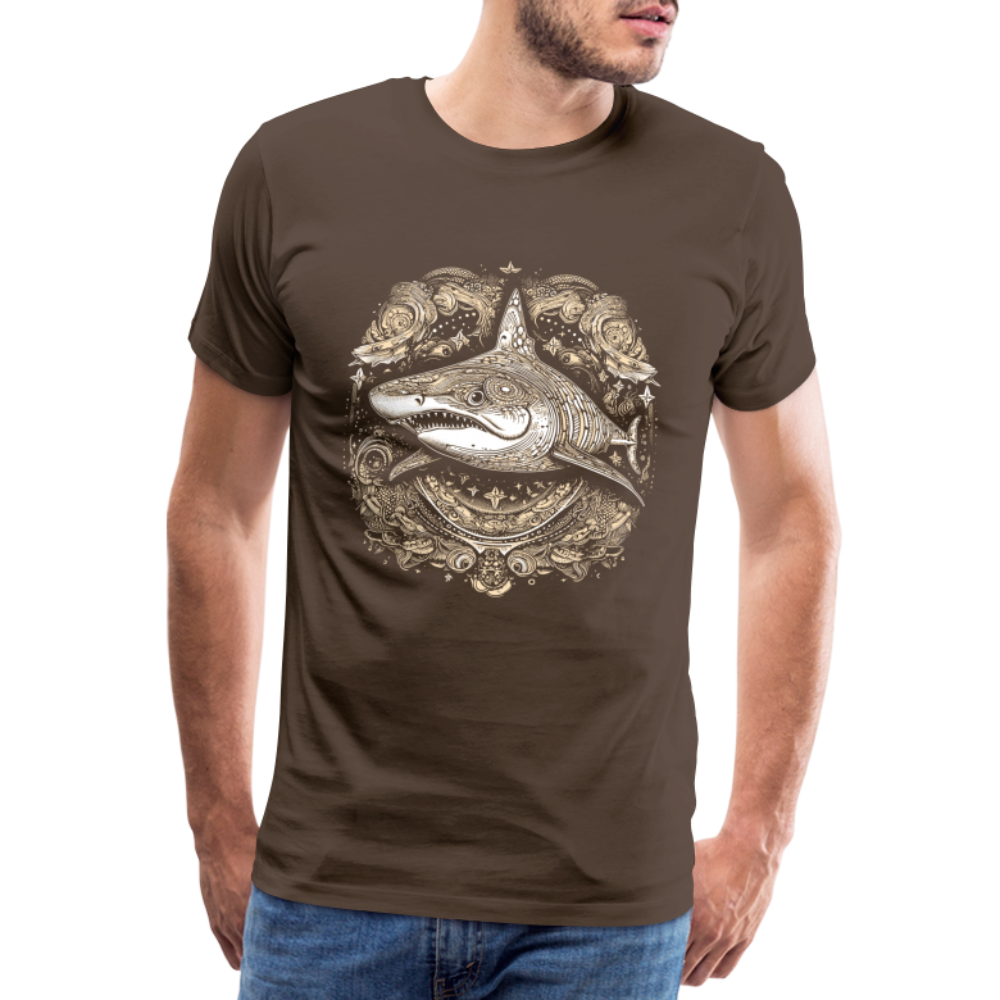 Cooler Hai mit Boho/Tribal Mustern - Männer Premium T-Shirts - Edelbraun