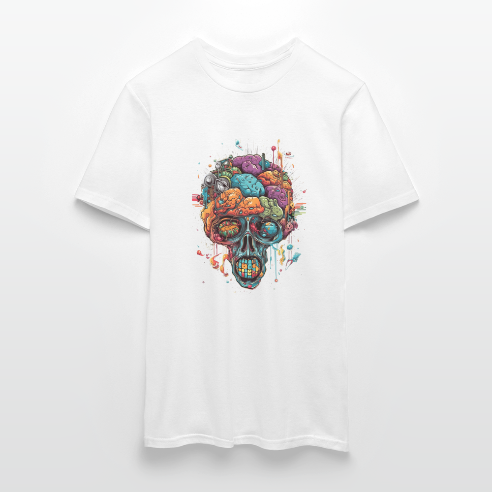 Surrealistischer, psychedelischer Totenkopf - Männer T-Shirt - Weiß