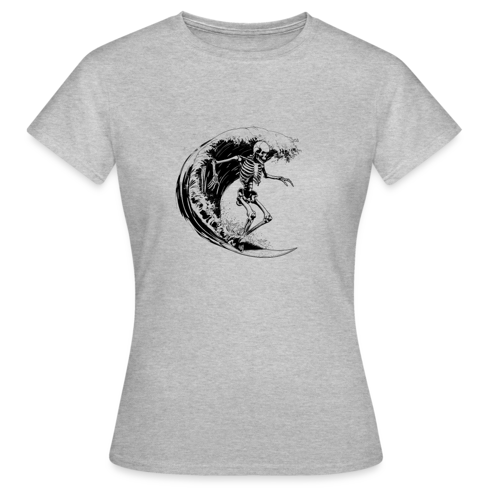 Cooles Surfer Skelett - Frauen T-Shirt - Grau meliert