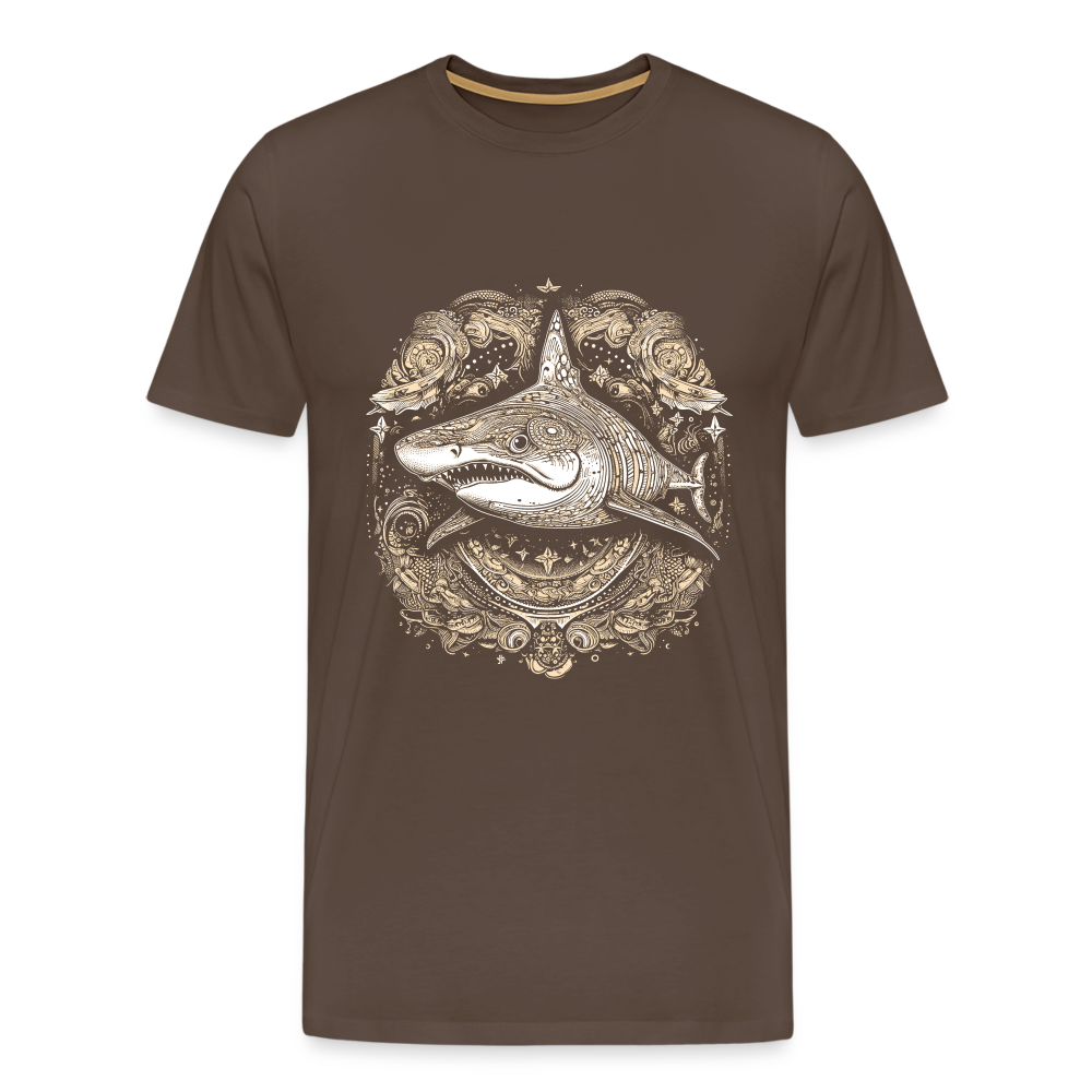 Cooler Hai mit Boho/Tribal Mustern - Männer Premium T-Shirts - Edelbraun