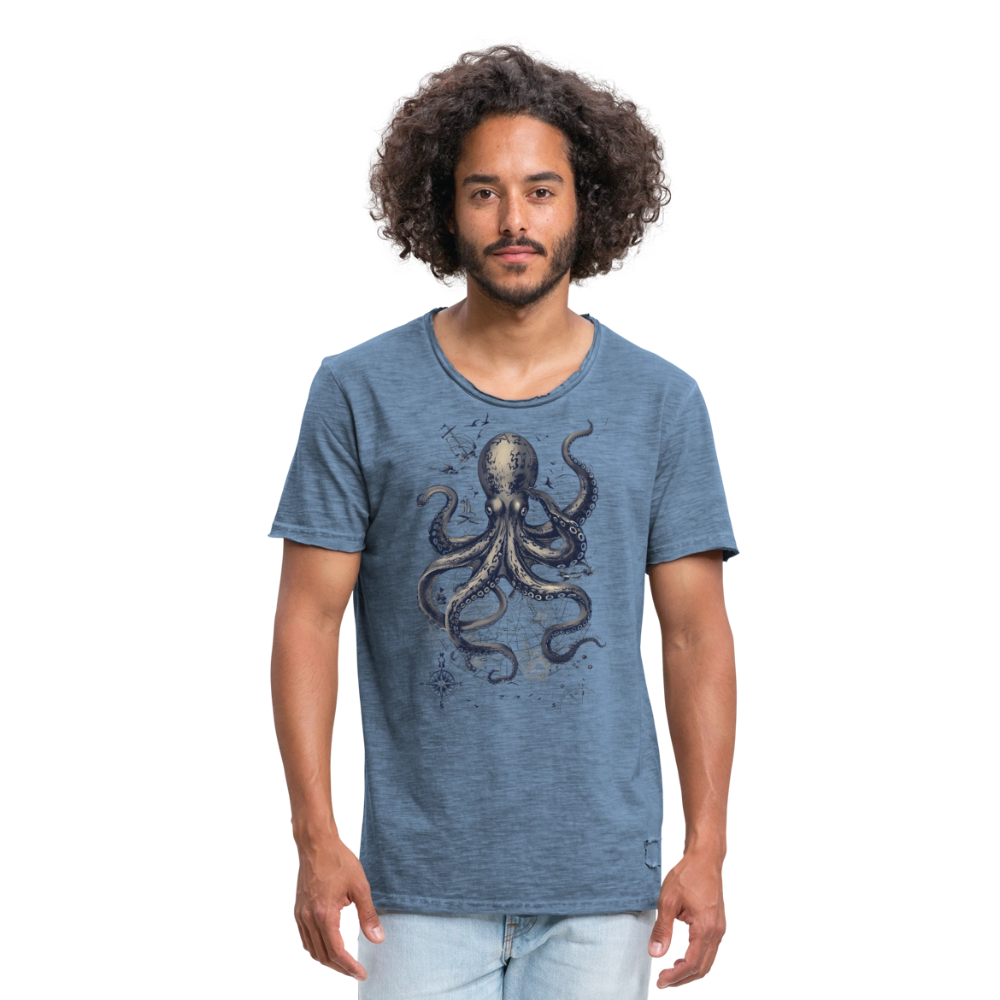 Steampunk Oktopus - Männer Vintage T-Shirt - Vintage Denim