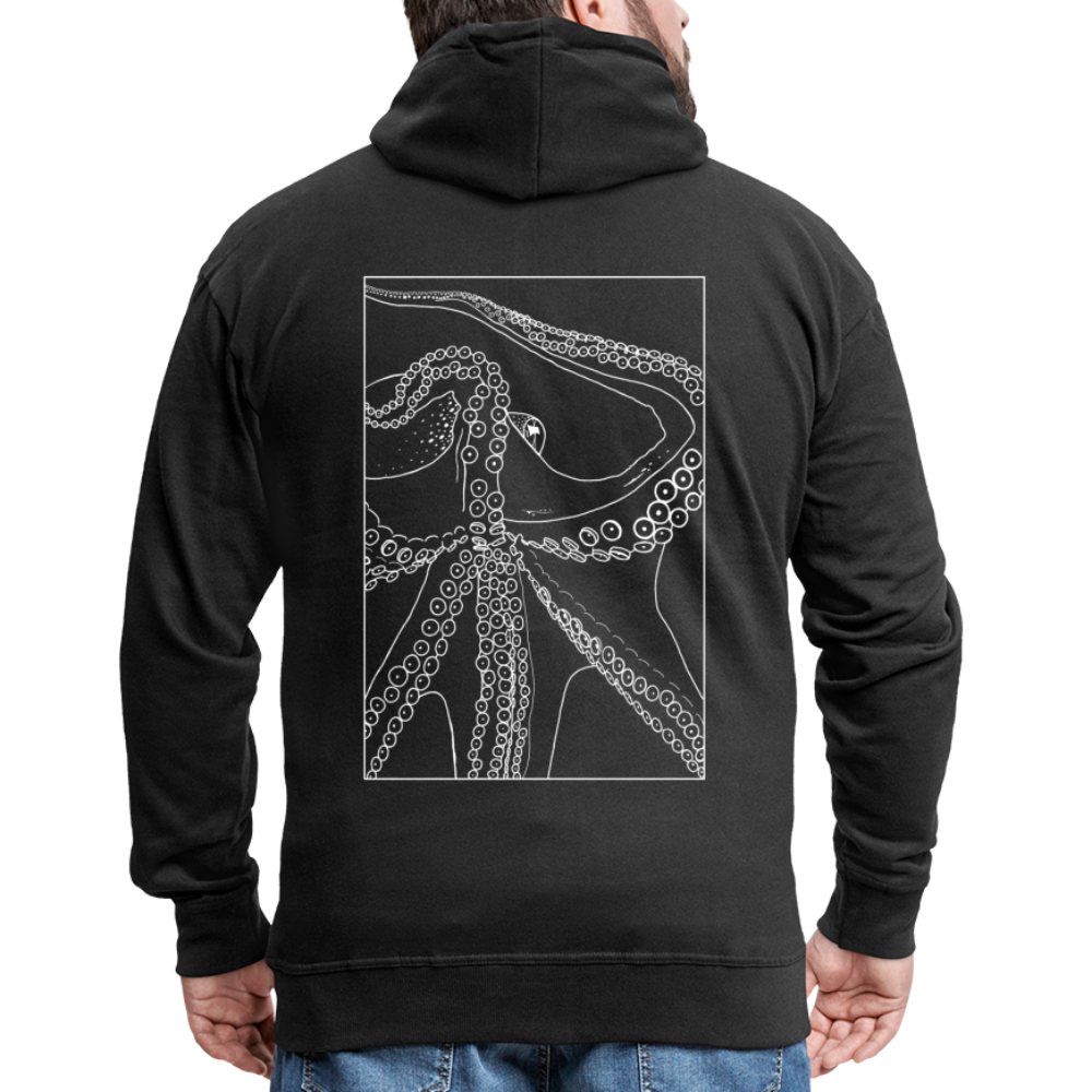 Lineart Oktopus im Rahmen - Männer Premium Kaputzenjacke - Schwarz