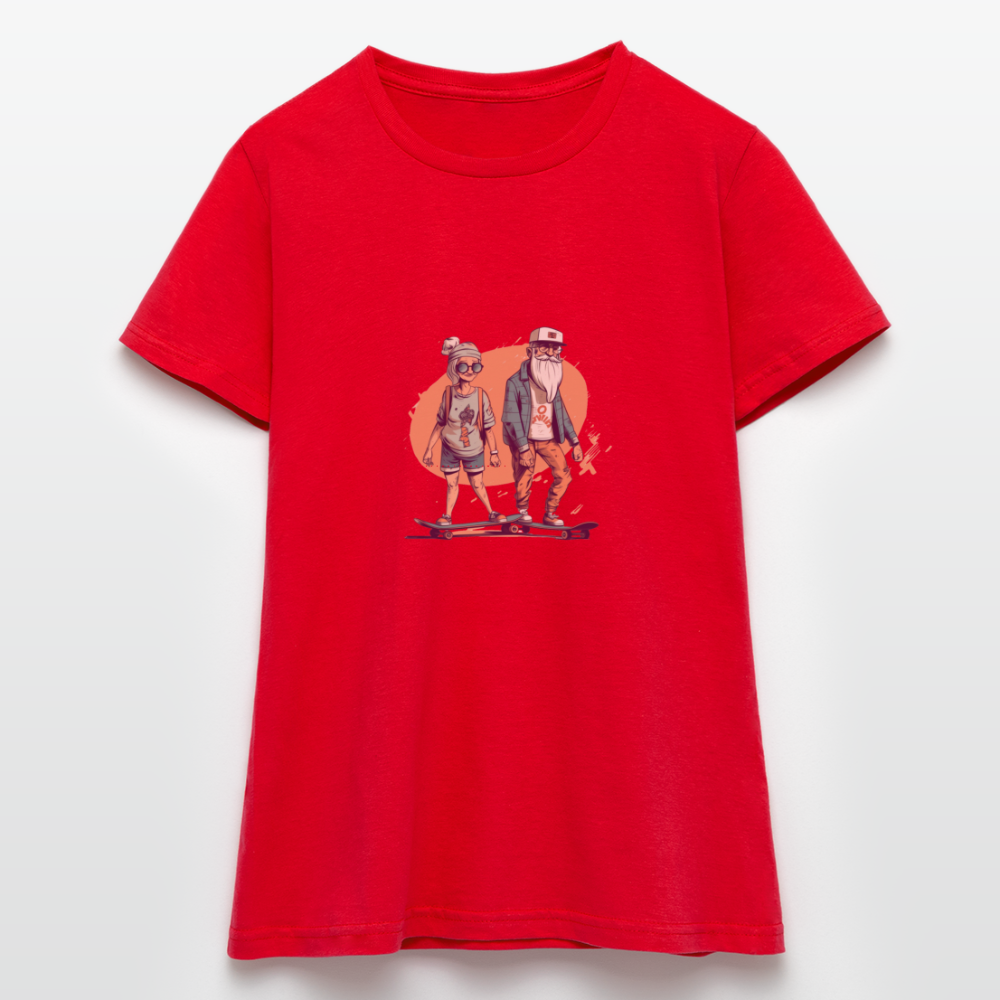 Cooles älteres Pärchen als Skater Hipster - Frauen T-Shirt - Rot