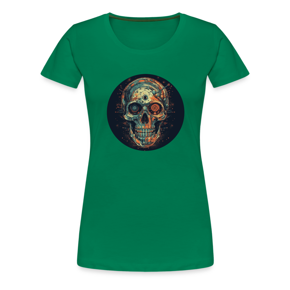 Retro Futuristischer Totenkopf Skull Cyborg- Frauen Premium T-Shirt - Kelly Green