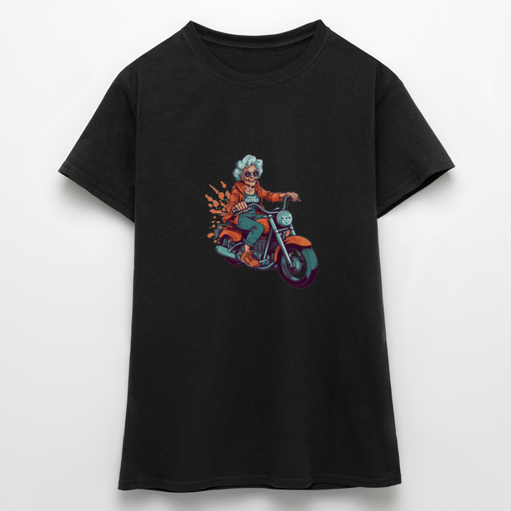Coole alte Biker Oma - Motorrad Omi - Frauen T-Shirt - Schwarz