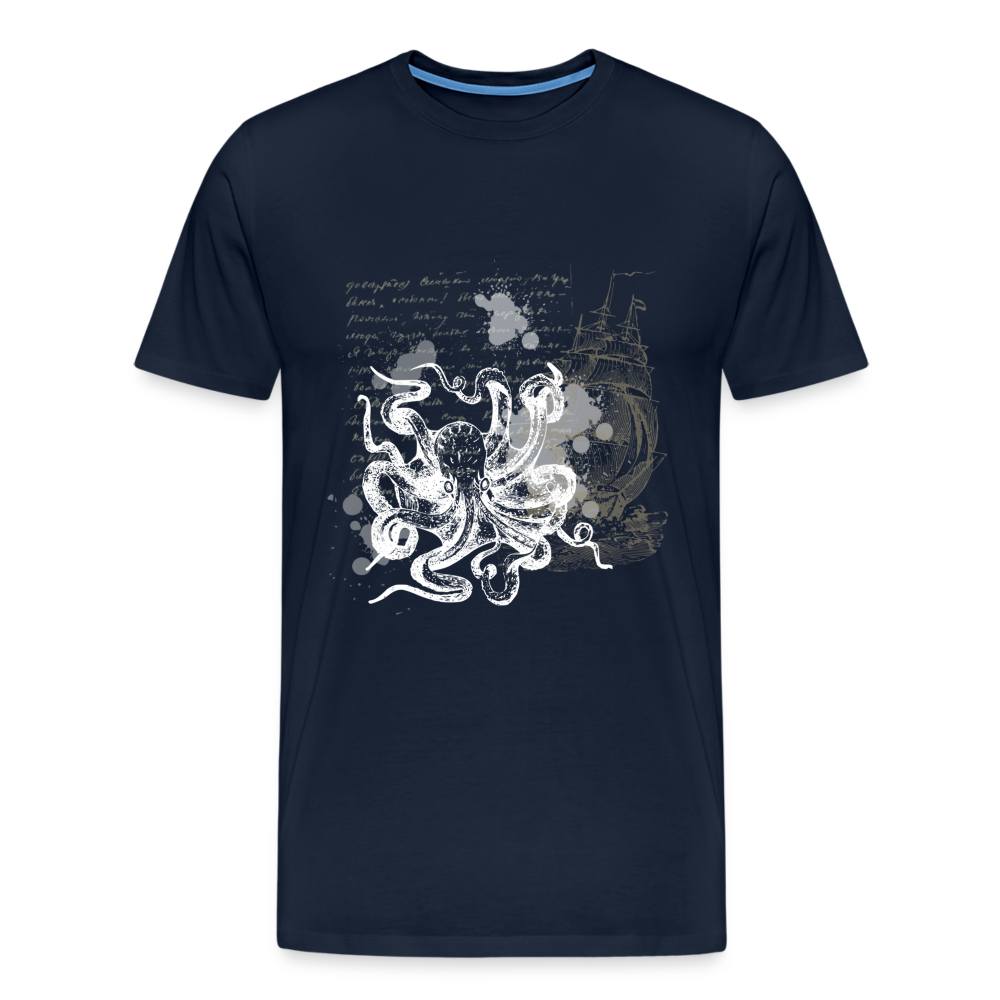 Vintage Steampunk Oktopus Motiv - Männer Premium T-Shirts - Navy
