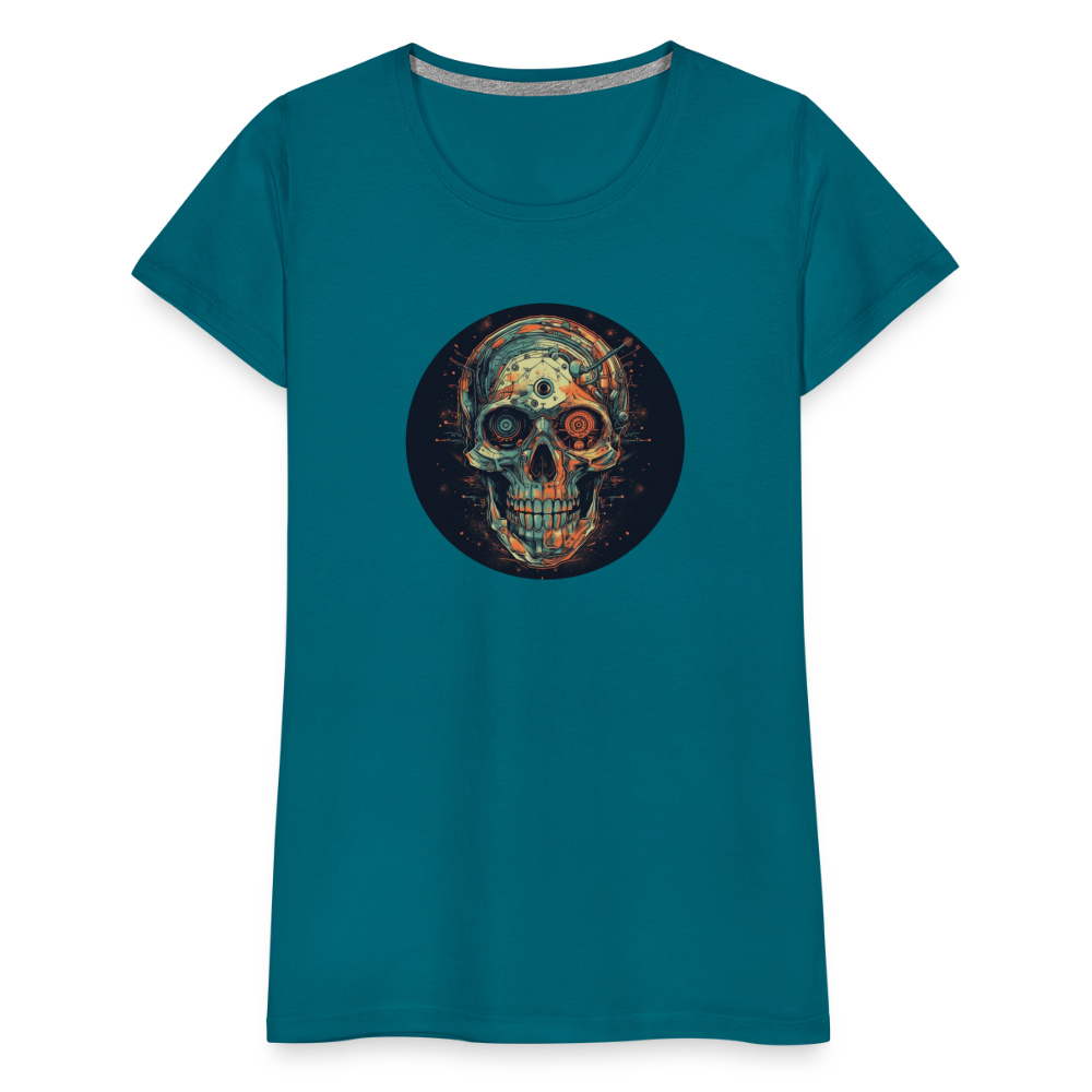 Retro Futuristischer Totenkopf Skull Cyborg- Frauen Premium T-Shirt - Divablau