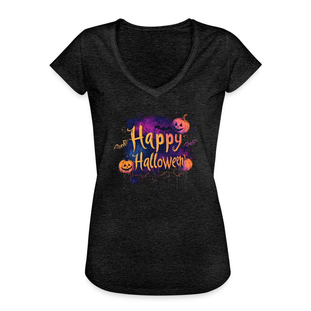 Happy Halloween mit Kürbissen als Schriftzug - Frauen Vintage T-Shirt - Anthrazit