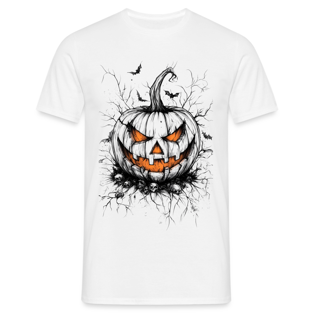 Gruseliger Horror Kürbis - Halloween Motiv - Männer T-Shirt - Weiß