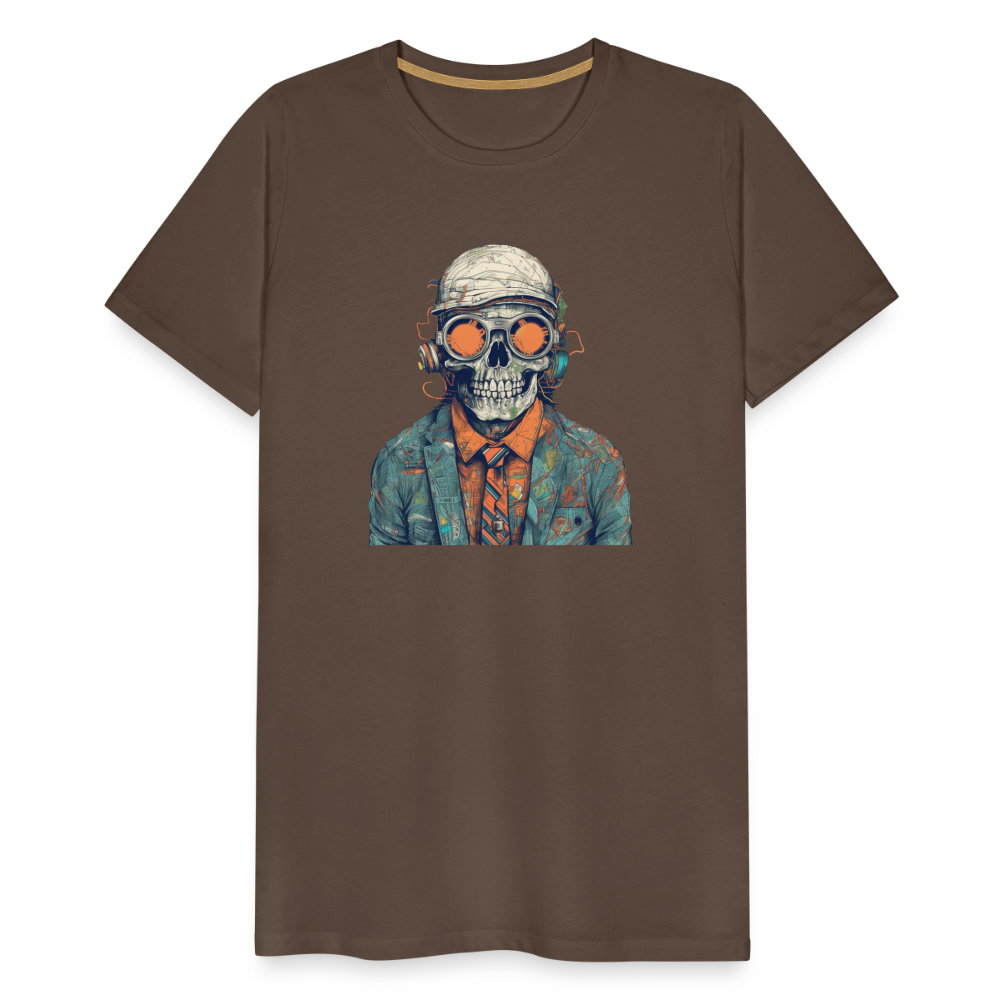 Cooles Skelett Portrait mit Sonnenbrille, Mütze - Männer Premium T-Shirt - Edelbraun