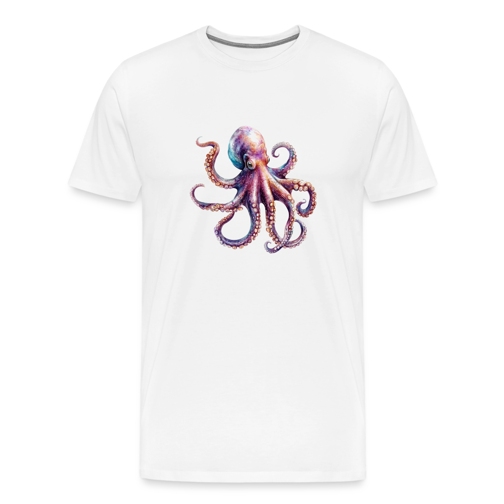 Cooles Wasserfarben Aquarell Oktopus Design - Männer Premium T-Shirts - Weiß
