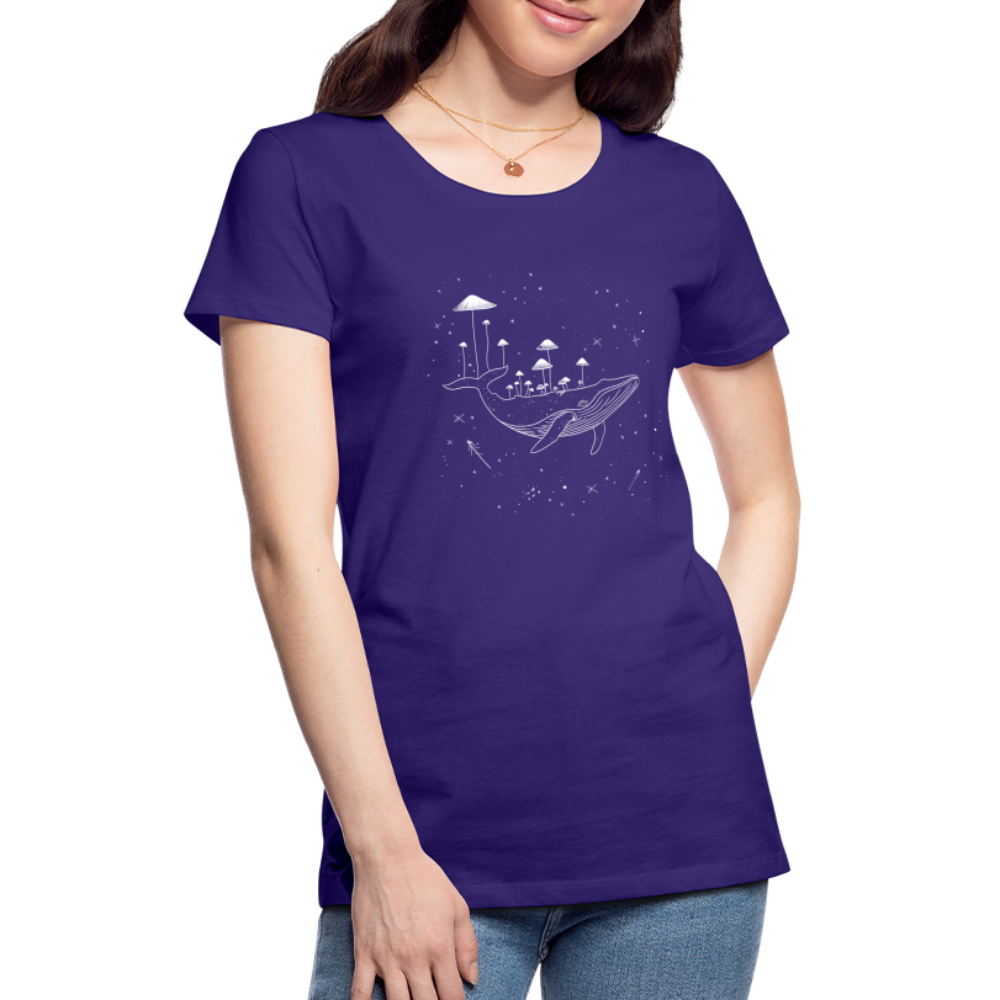 Surrealer Wal mit Pilzen im Weltraum mit Sternen - Frauen Premium T-Shirt - Lila