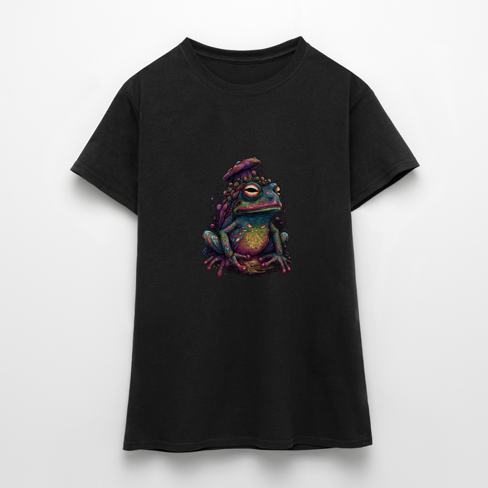 Trippy Pilz Frosch - Psychedelisches Motiv - Frauen T-Shirt - Schwarz