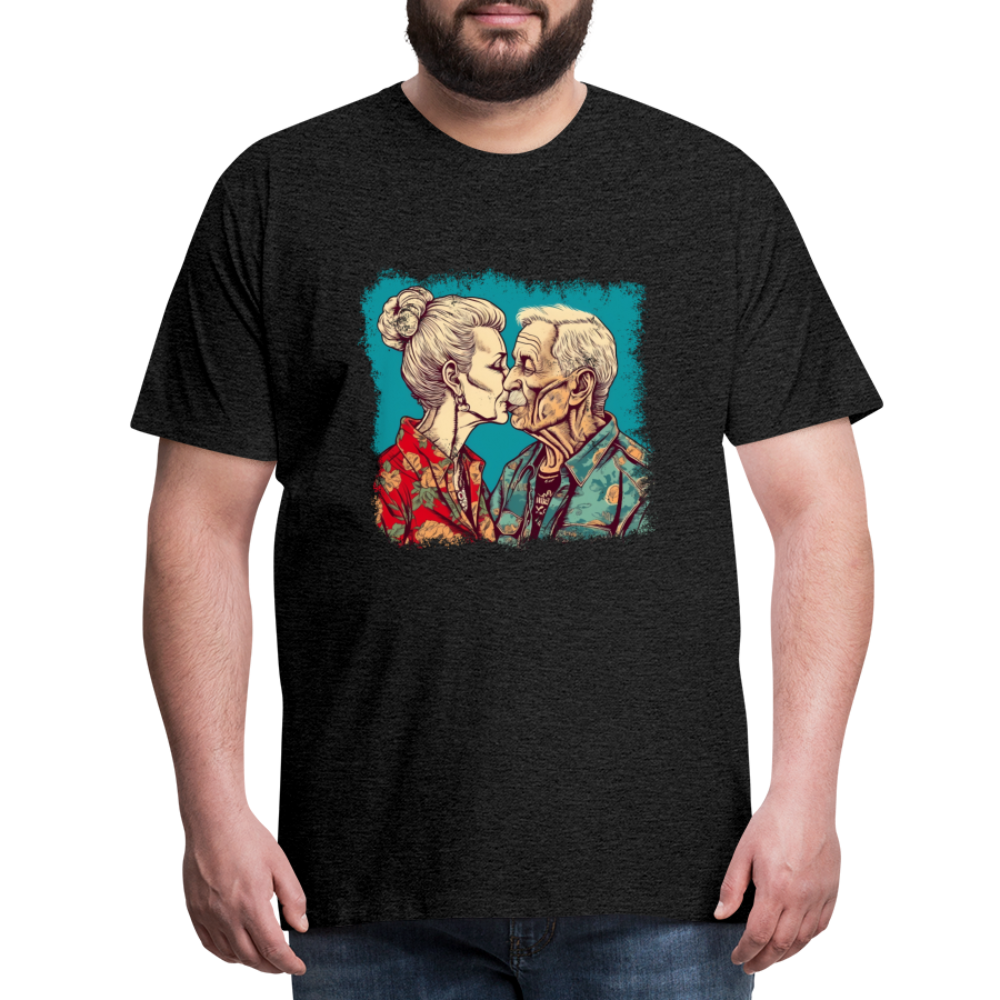 Küssendes Best Ager Pärchen mit Hawaiihemden - Männer T-Shirt - Anthrazit