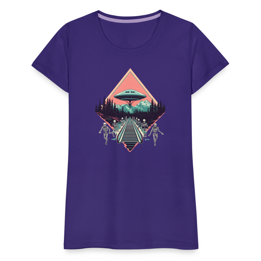 Retro UFO 80er Jahre Motiv - Frauen Premium T-Shirt - Lila