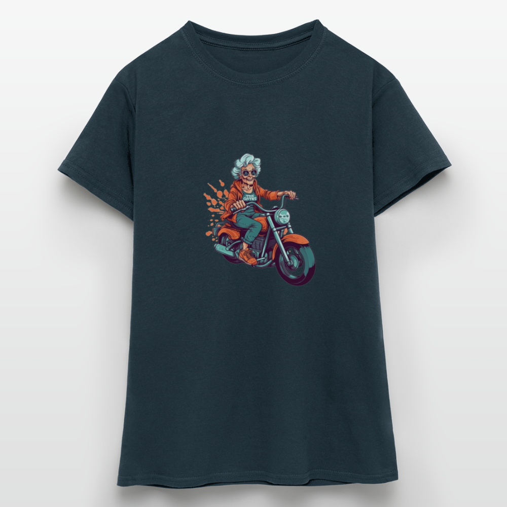 Coole alte Biker Oma - Motorrad Omi - Frauen T-Shirt - Navy