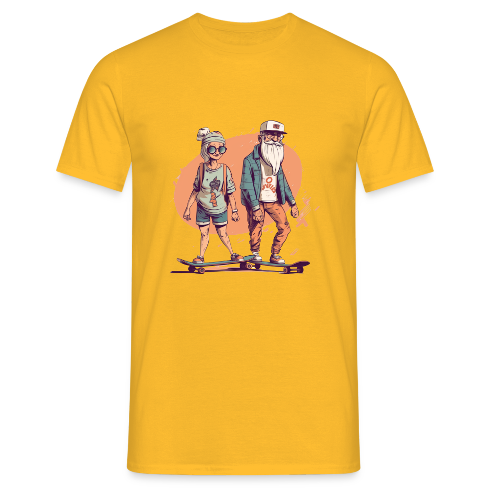 Cooles älteres Pärchen als Skater Hipster - Männer T-Shirt - Gelb