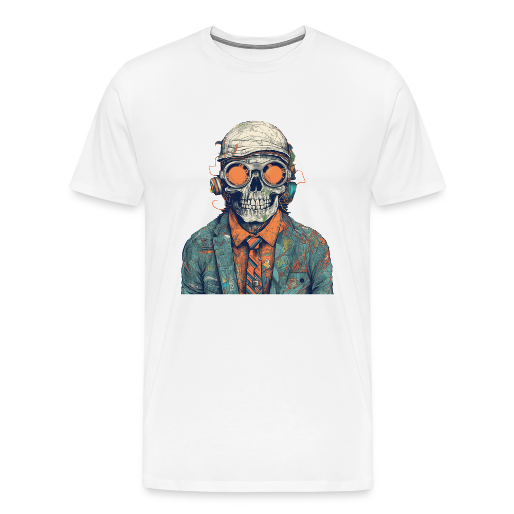 Cooles Skelett Portrait mit Sonnenbrille, Mütze - Männer Premium T-Shirt - Weiß