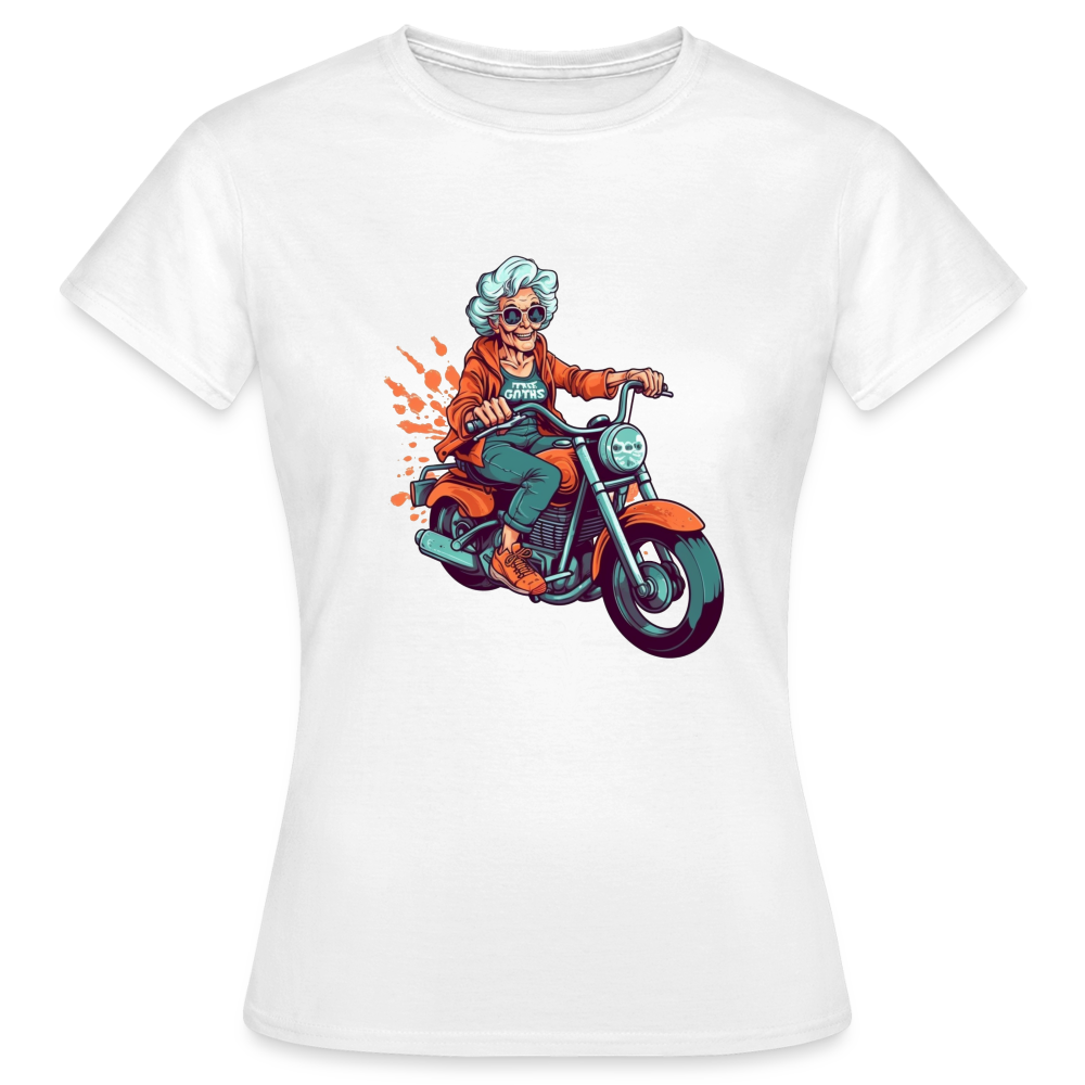 Coole alte Biker Oma - Motorrad Omi - Frauen T-Shirt - Weiß