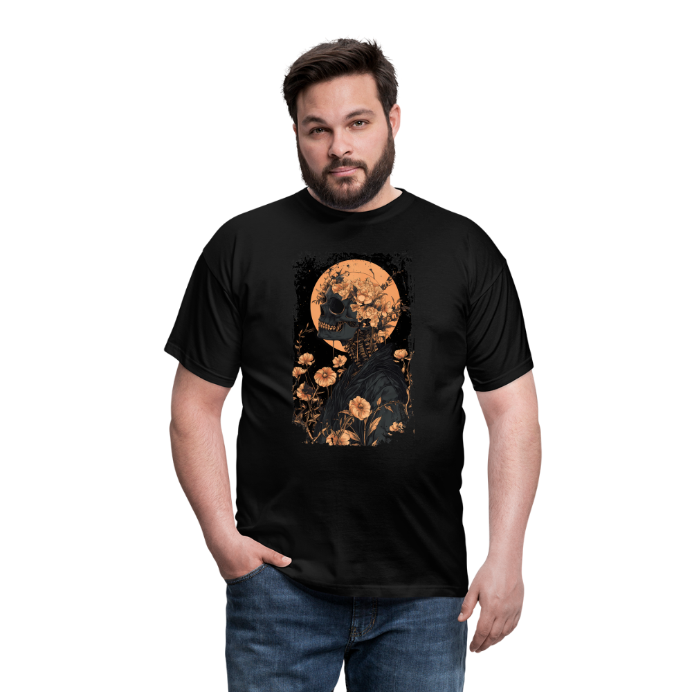 Boho Hippie Skelett im 60er, 70er Jahre Look - Männer T-Shirt - Schwarz