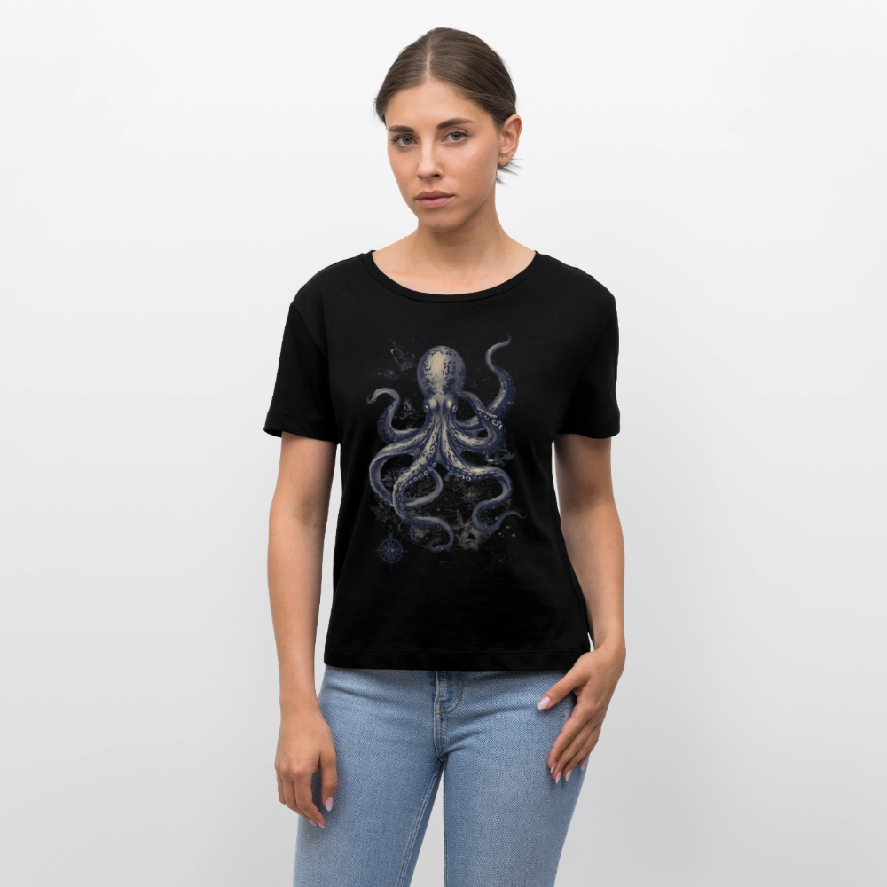 Steampunk Oktopus - Stanley/Stella Relaxed Rundhals Frauen Bio-T-Shirt SERENA - Schwarz