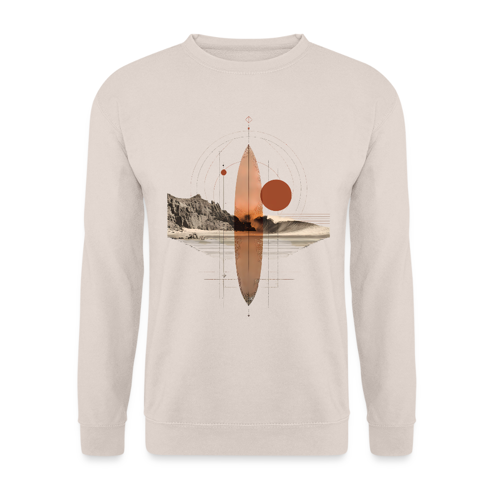 Geometrisches Surfbrett Design – Surreal Sunset Waves - Unisex Pullover - Sand