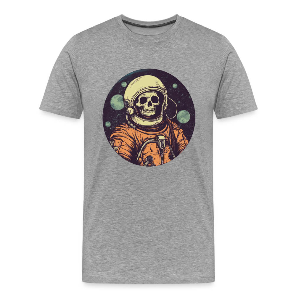 Gruseliges Skelett als Astronaut - Männer Premium T-Shirt - Grau meliert