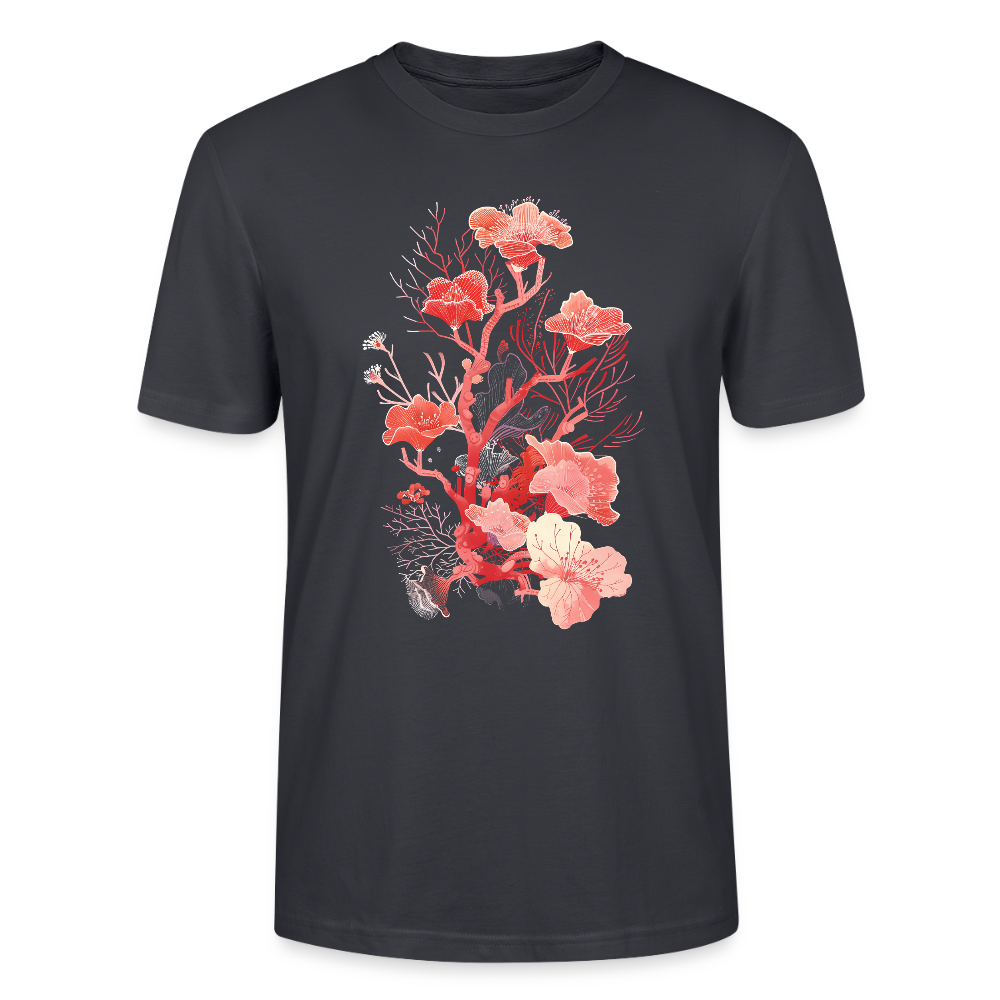 Zarte Korallen Blumen - Stanley/Stella Unisex Bio-T-Shirt CRAFTER - Dunkles Graublau