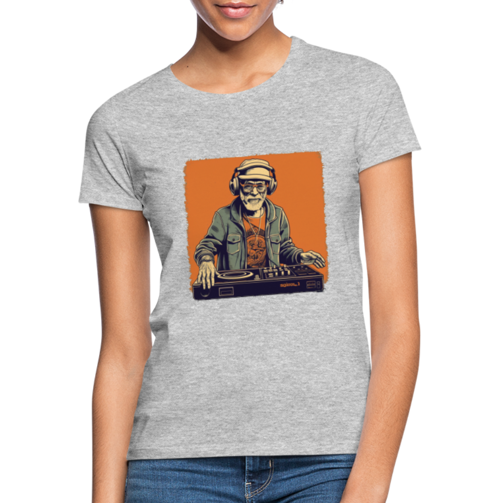 Cooler alter Mann als DJ mit Brille, Mütze und Kopfhörern - Frauen T-Shirt - Grau meliert
