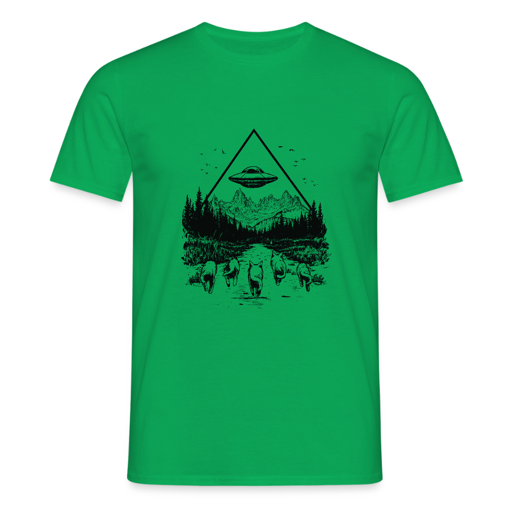 Katzen die in Richtung UFO laufen - Männer T-Shirt - Kelly Green